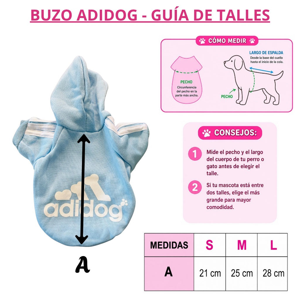 Buzo Adidog negro para mascotas - Talle M